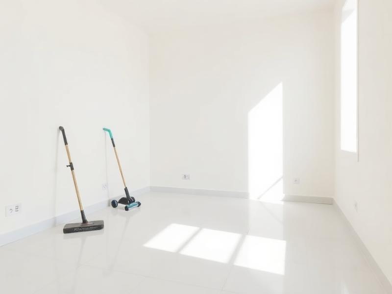 Empty rental property with freshly cleaned floors and skirting boards